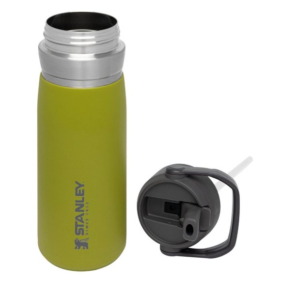 STANLEY 22 oz Green and Silver Insulated Stainless Steel Water Bottle with Straw - Picture 3 of 4